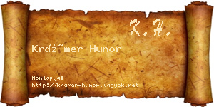 Krámer Hunor névjegykártya